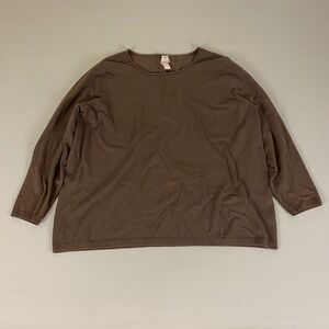 Chico's‎ Top Blouse Women's Size 3 (US XL) Brown 3/4 Sleeve Knit Rayon Blend